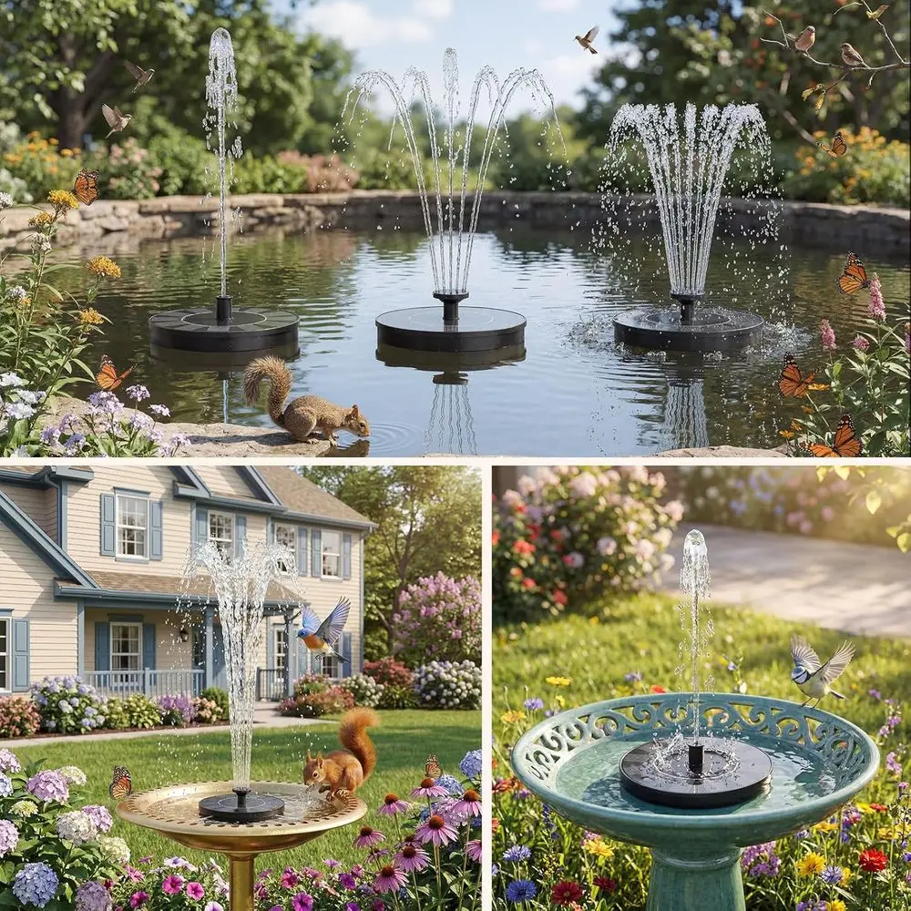 Mountain or Bird Bath, Upgrade Mini Mountain Pump, Free Standing Powered Water Pump for Garden, Outdoor, Fish Tank, Pond and Poo view 4