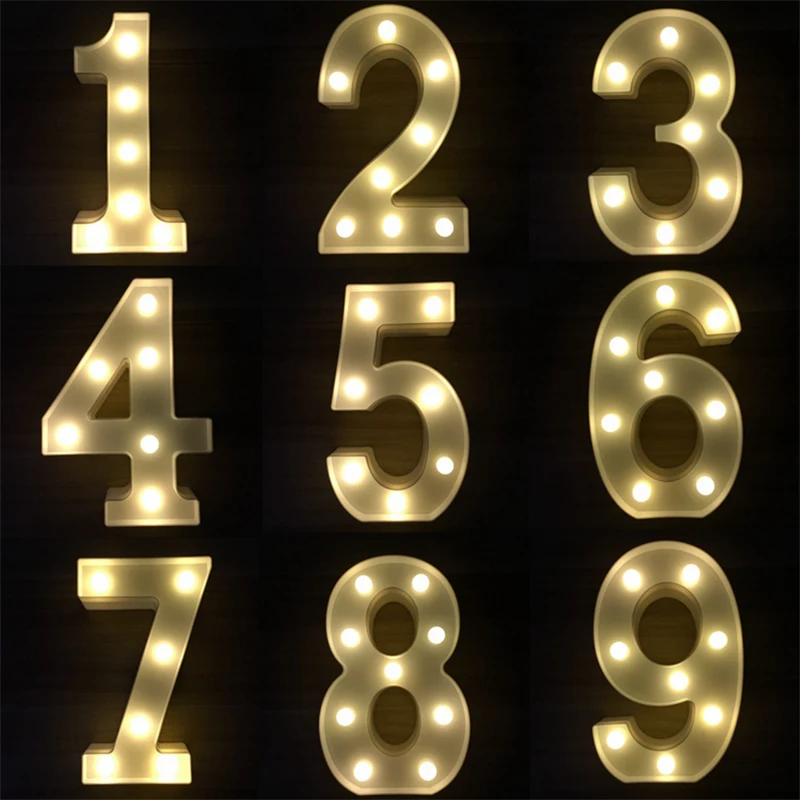 

1pcs Plastic number 0-9 LED Light Birthday Party Originality Decoration Night Light wedding anniversary table decoration