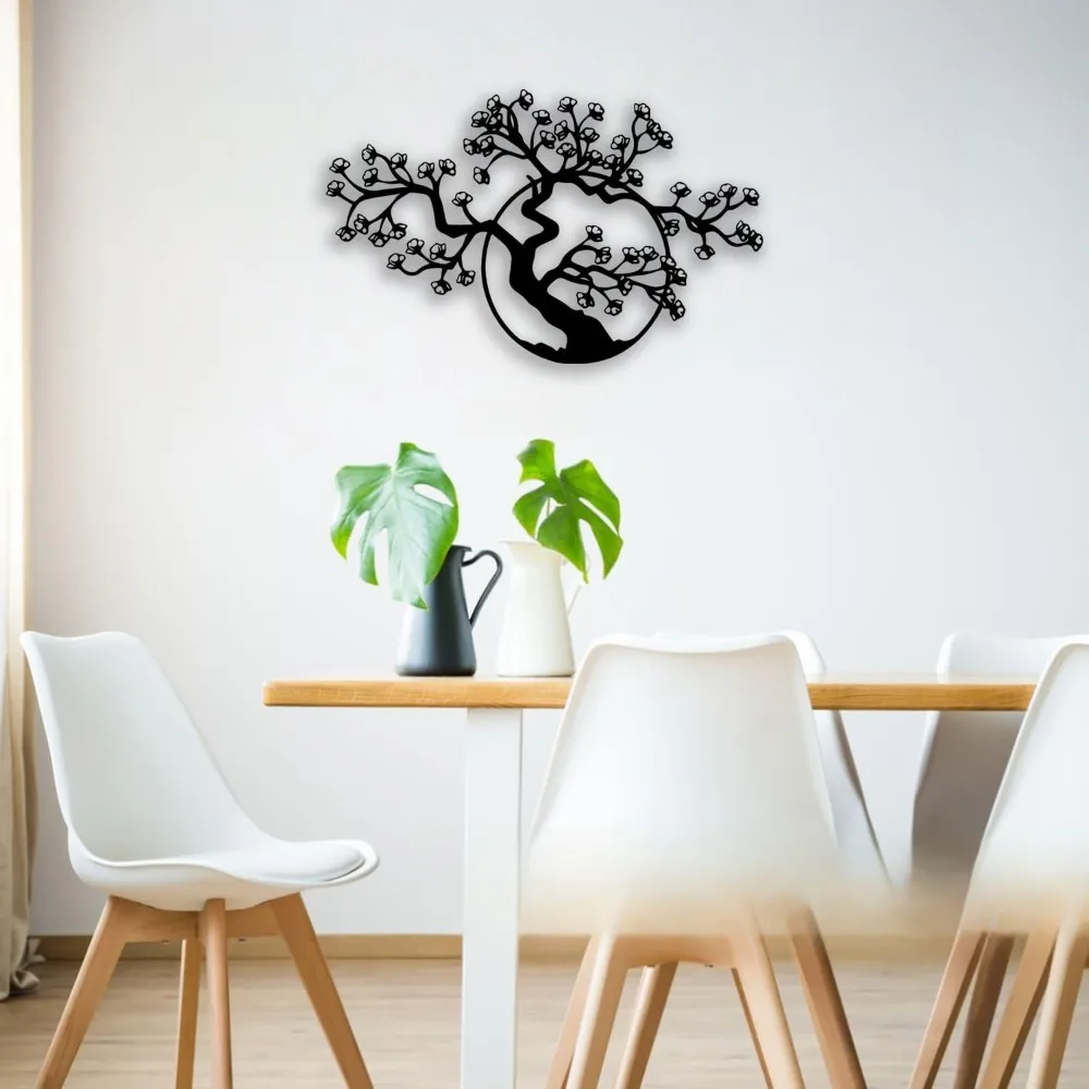 CIFBUY Ginkgo Leaves Tree Metal Wall Art Black Iron Decor Rustproof Ornament for Living Room Bedroom Bathroom Office