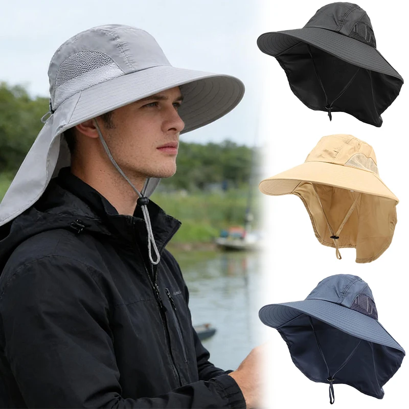 Summer Outdoor Suncreen Women Men's Scarf Hat Large Brim Sun Protection Fisherman Cap Suitable for Fishing and Mountaineering
