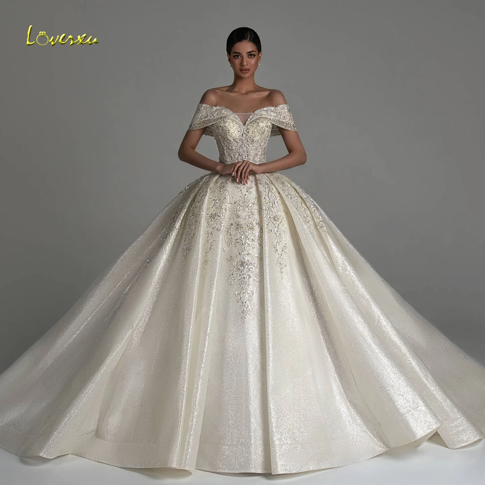 Loverxu Ball Gown Luxury Princess Wedding Dresses Sweetheart Off The Shoulder Robe De Mariee Lace Beaded Custom Made Bridal Gown