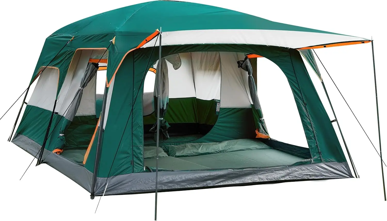 

KTT Extra Large Tent 10-12-14 Person(B),Family Cabin Tents,2 Rooms,3 Doors and 3 Windows with Mesh,Straight Wall,Waterproof,Doub