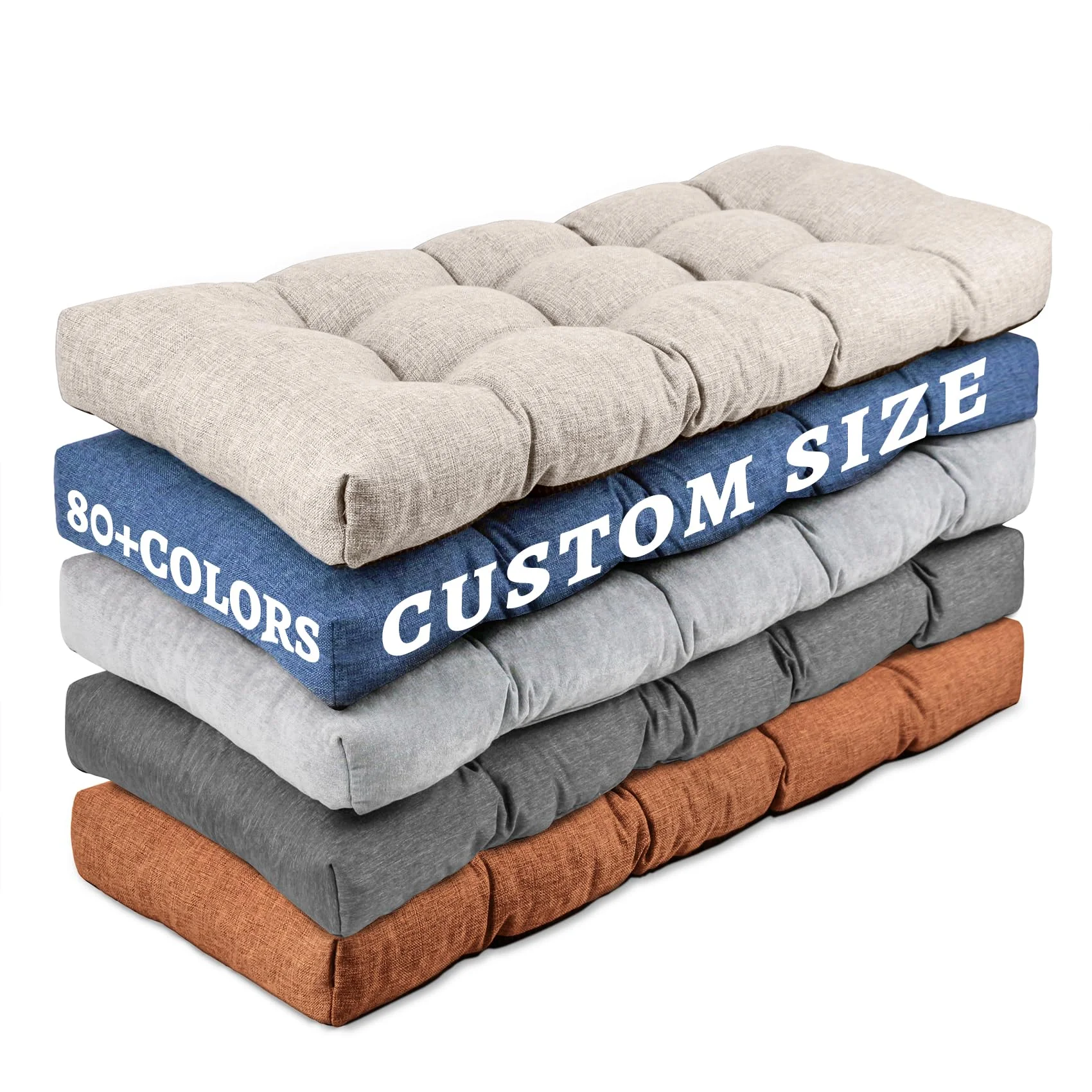 Sutailocus Custom Bench Cushion Waterproof Window Seat Cushion Indoor Non-Slip Tufted for Patio Furniture/Swing Seat/Piano Bench