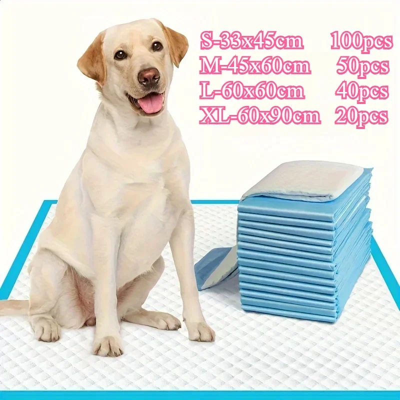 일회용 흡수성 강아지 기저귀, 강아지 훈련 패드, 빠른 건조 표면 매트, 깨끗한 쿠션 개 용품, 100 개, 50 개, 40 개, 20 개