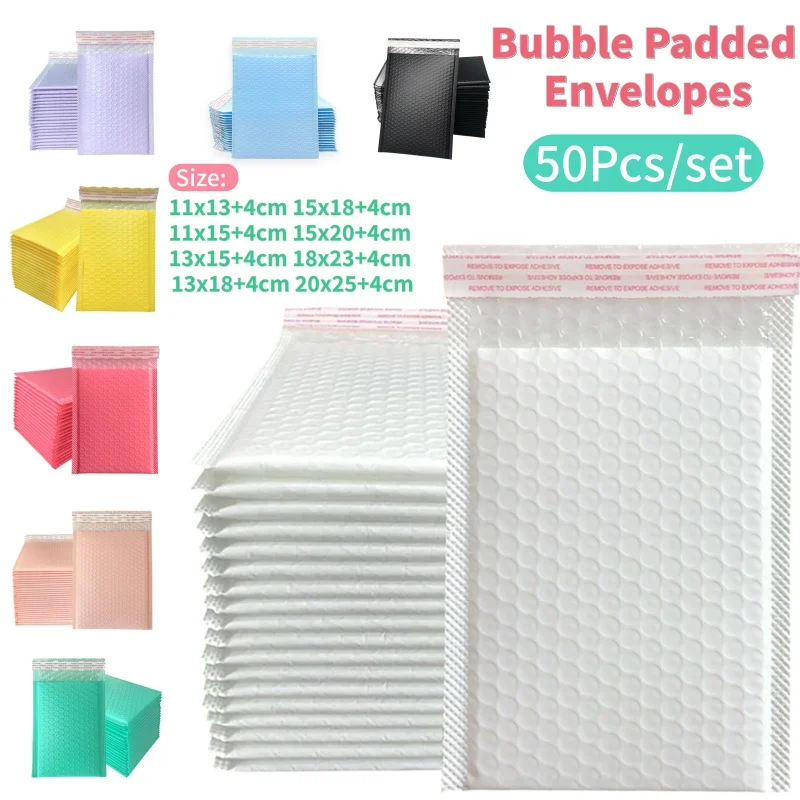 

Bubble Padded Envelopes Waterproof Bubble Padded Mailing Envelopes Mailer Poly For Packaging Self Seal 50Pcs/set