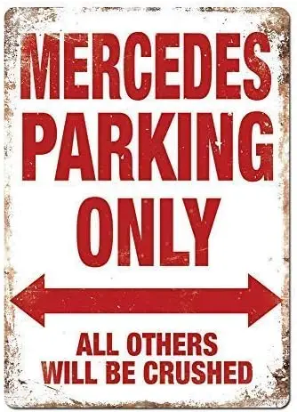 Unoopler Mercedes Parking Only Metal Wall Sign Plaque 8x12 sign