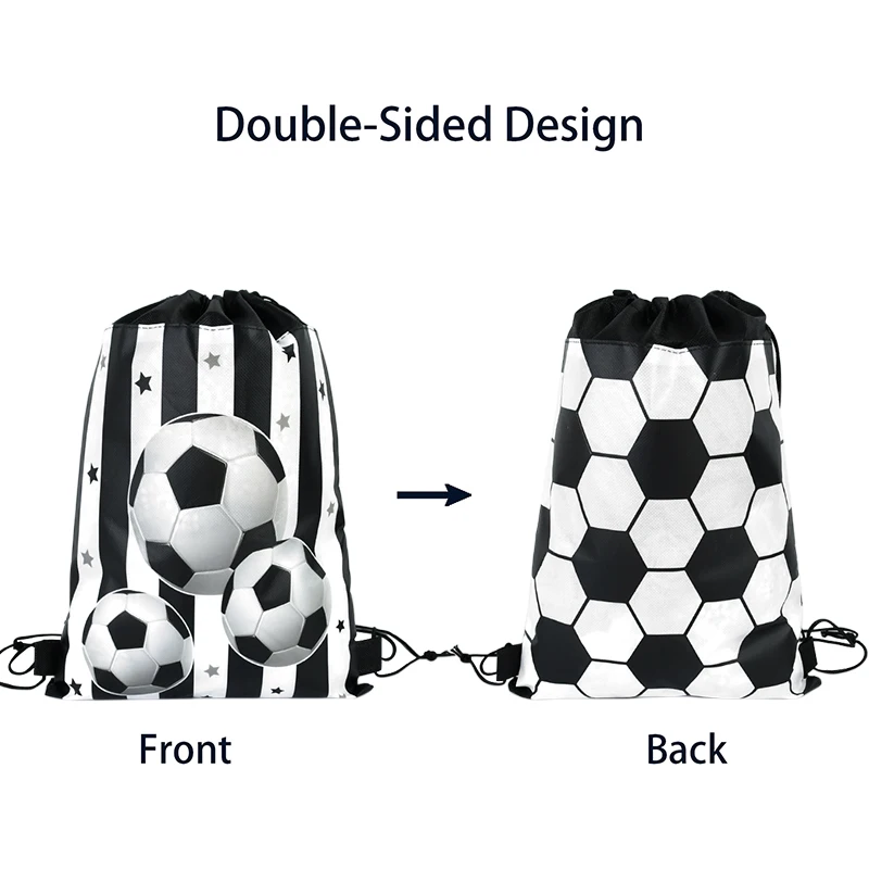 1/3Pcs Football Theme Gift Bag Soccer Drawstring Goodie Snack Candy Bag Kids Sport Birthday Party Guest Favors Decor Supplies