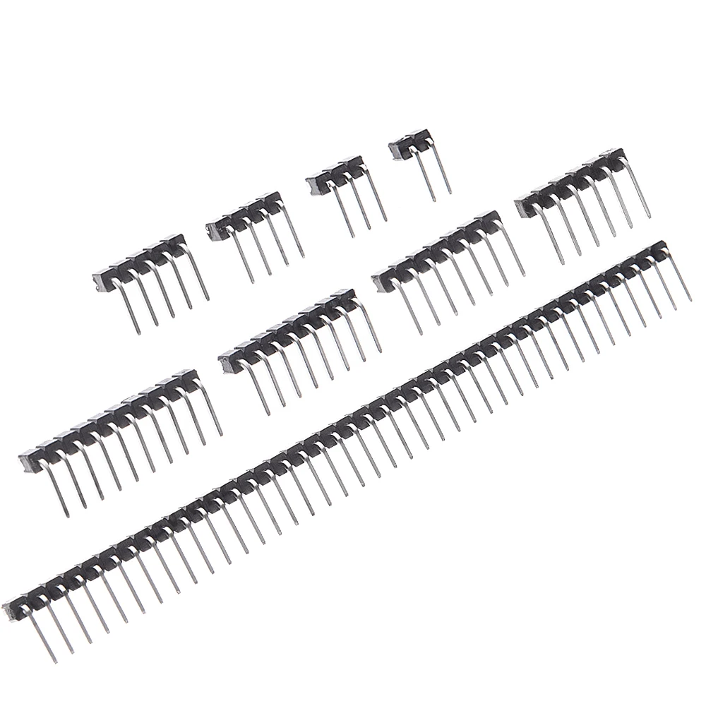 10PCS 1X/2/3/4/5/6 Single Row Right Angle MALE PIN HEADER 2.54MM PITCH Strip Connector Socket 3p/4p/6p/8p/20p 8/10/40p
