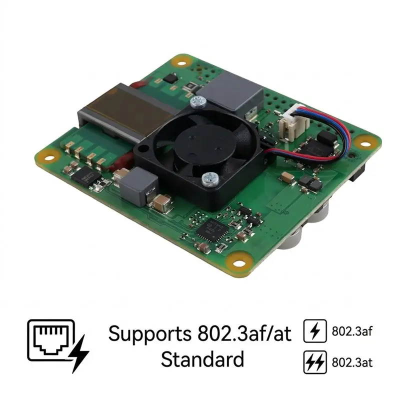 Efficientt-For Raspberry Pi Poe+ HAT Expansion Board 802.3Af/At For Raspberry Pi 4B/3B+ Poe+ HAT With Cooling Fan