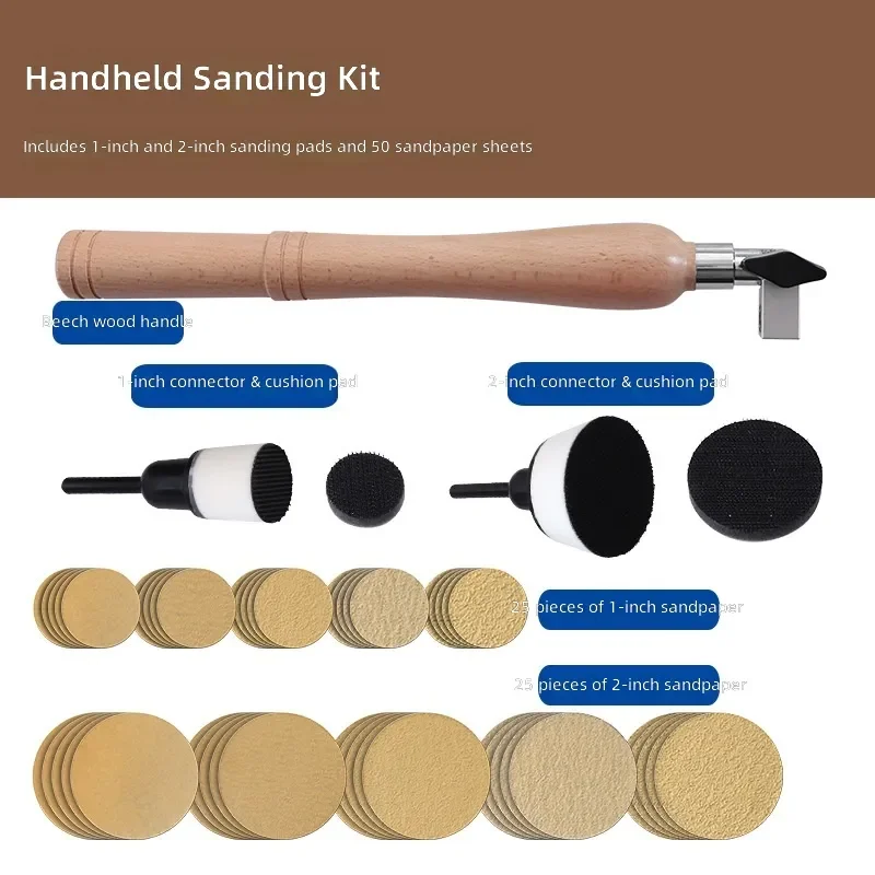 55 Piece Lathe Sanding Discs Woodworking Grinding Polishing Kit Handheld Bowl Sander Abrasive Sandpaper Attachments for Drill