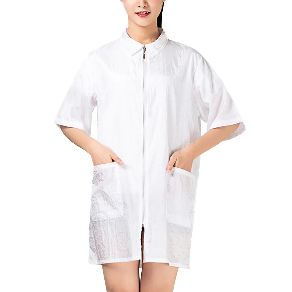 Waterproof Hairdresser Uniform Beauty Technician Overalls Salon Suit Hair Dyeing Clothes White Size Xl Large Pocket Quick Dry