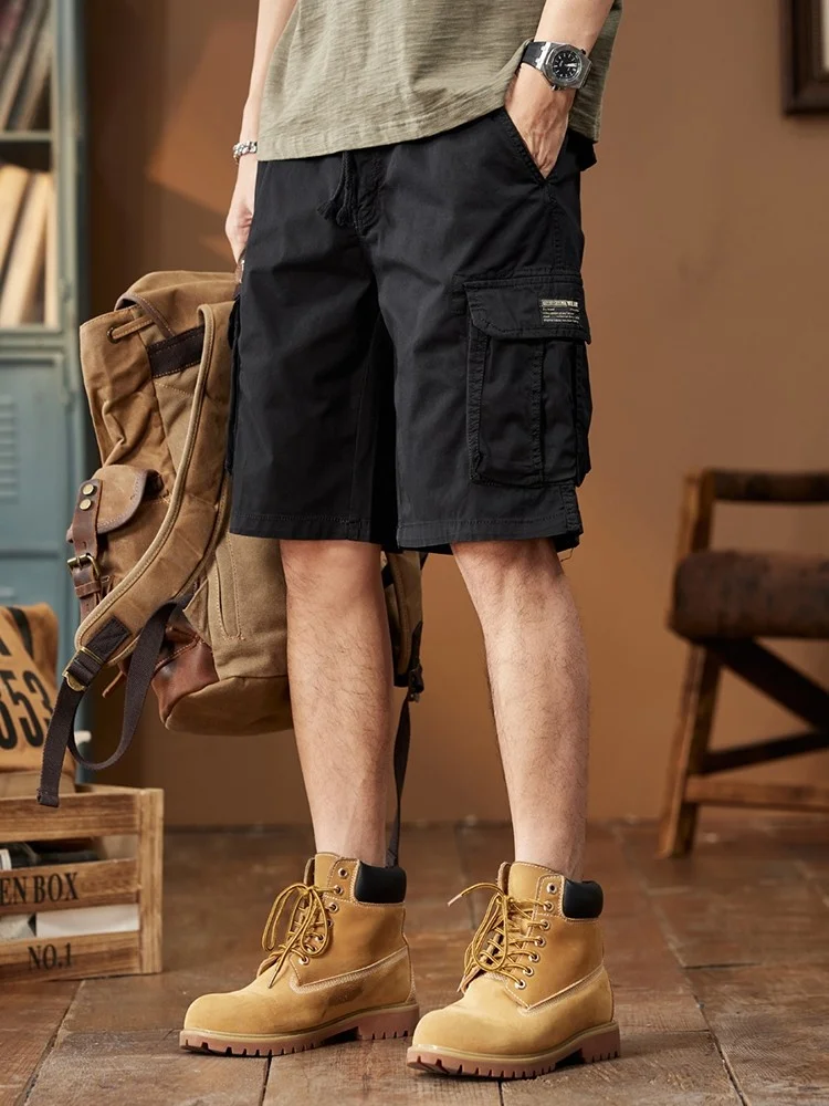 

American Sle Workwear orts Men's Casual Loose Five-Quarter Pants Summer New Loose Fit Leisure Mid-Length Trousers