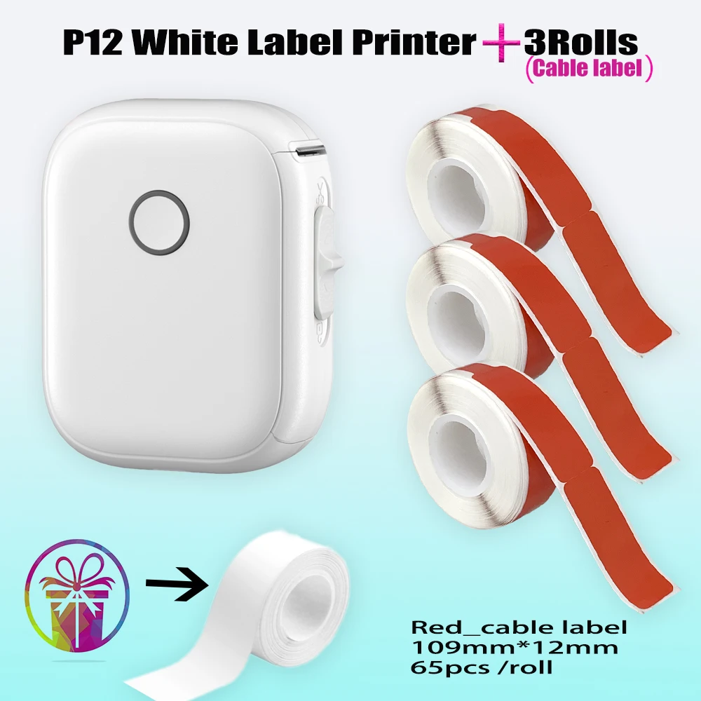 P12 Marklife Thermal Label Printer Self-adhesive Labeling Wireless Bluetooth Ink-free Printing for Smartphone & PC  Mini & Small