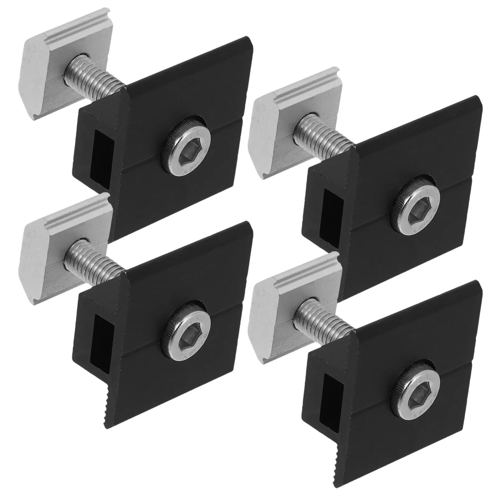 

4Pcs Solar Mid Clamp Set Aluminum Profile Mounting Brackets Holding Pre-Drilled Pressure Blocks for Cabin