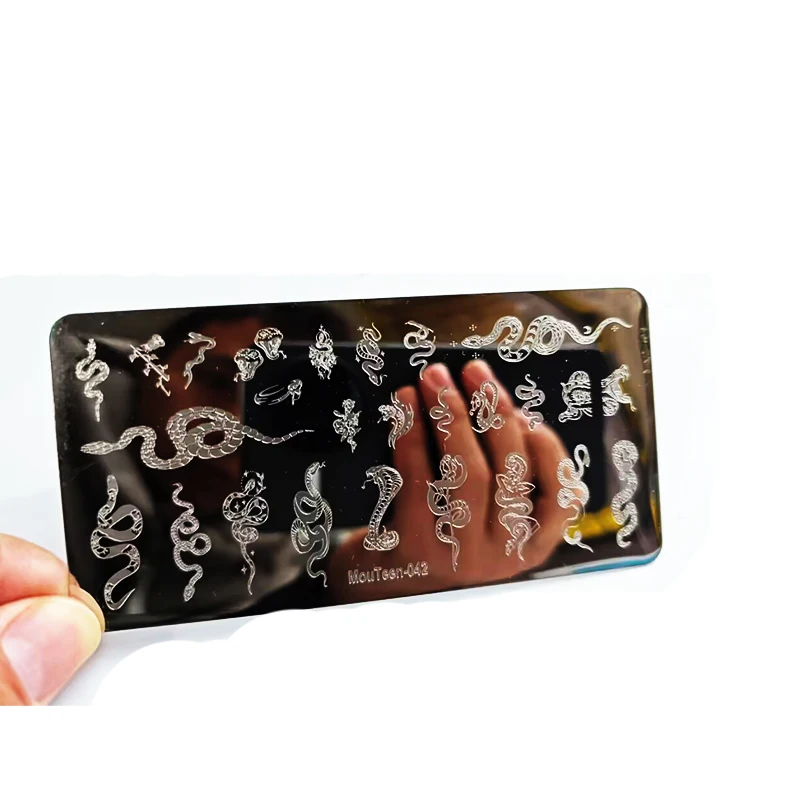 Cartoon Dragon Snake Pattern Stamping Plates For Nails Stainless Steel Rectangle Nail Art Template Christmas Artist Animal