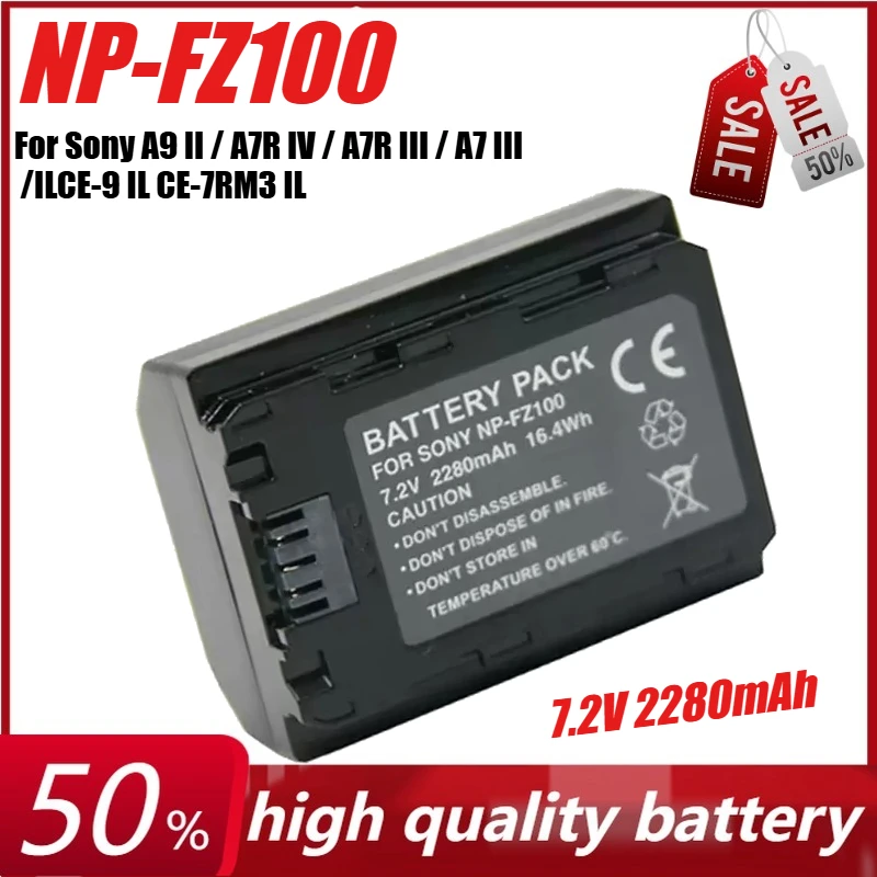 

7.2V 2280mAh NP-FZ100 Camera Battery for Sony A9 II / A7R IV / A7R III / A7 III /ILCE-9 IL CE-7RM3 IL