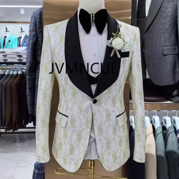 

2025 Latest Mens Wedding Business Attire Suit Set for Cross-border Trade Knitted Host 3-piece Casual Suits for Men 3piece