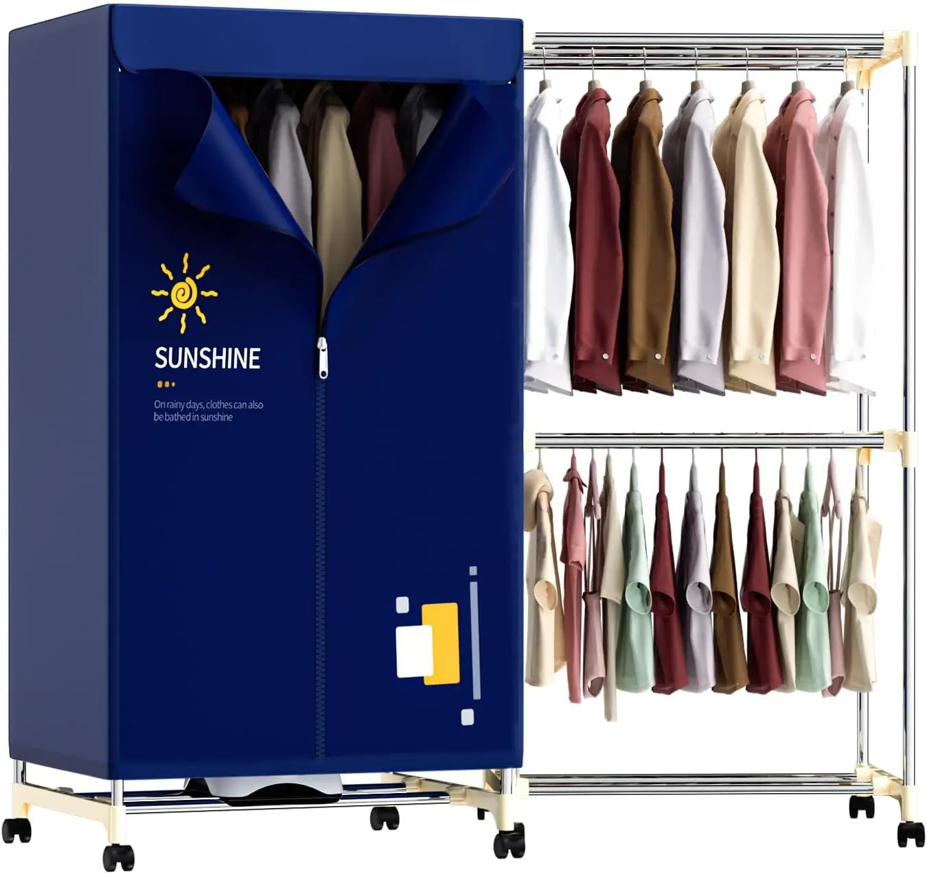 

Portable 1000W Stainless Steel Clothes Dryer for Apartments, Dorms, Travel – Timer & Fabric Cover