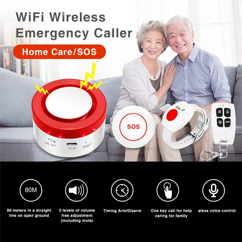 FORW-Wifi Panic Button For Elderly Senior Emergency Fall Alert Devices SOS Life Caregiver Pager Tuya APP Notification
