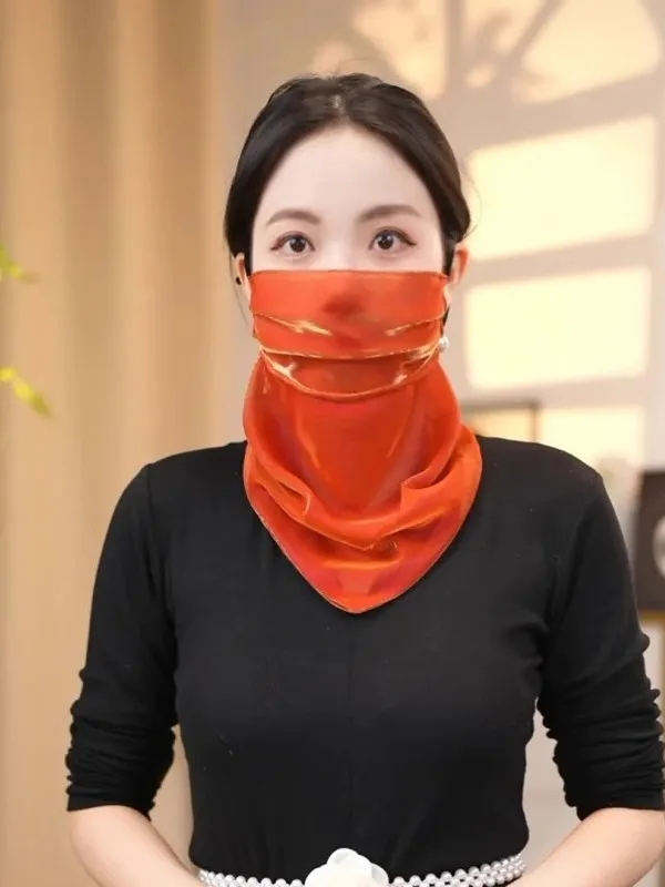 2026 Spring Summer New Women's Neck Protection  Magnetic Buckle  Scarf Sunscreen Face Veil Neck Warmer Scarf