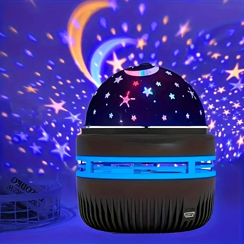 USB Star Projector Night Light Projection Lamp Bedroom Automatic Rotating Room Lighting Lamp for Home Theater Christmas Decor