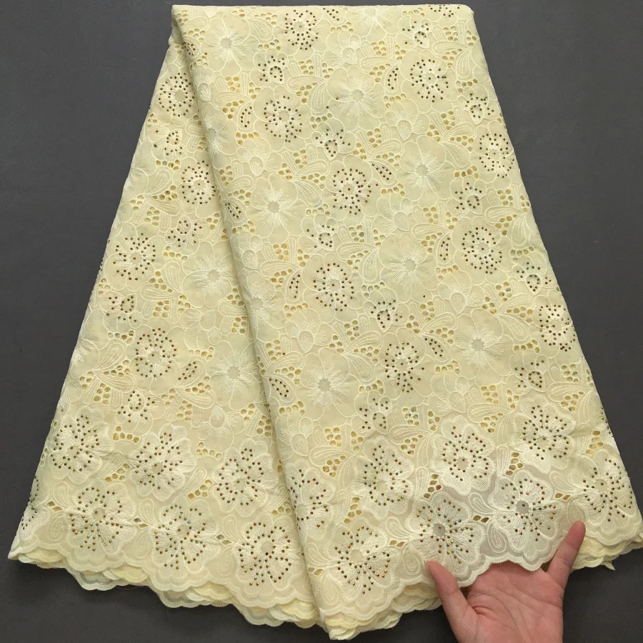 Pink African Dry Lace Fabric - Swiss Voile Cotton With Sparkling Floral Cutouts, Lightweight & Breathable