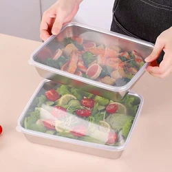 Stainless Steel Plate With Lid Food Grade Thickened Food Storage Containers Baking Dish For Oven Kitchen Cooking Tools