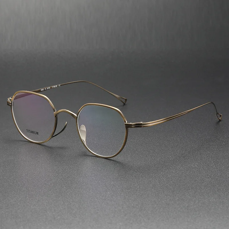 NONE Japanische handgemachte reine Titan ultraleichte Brille Rahmen Männer Frau Pologon verschreibung pflicht ige Brille optische Brille kmn1301 Gafas 6