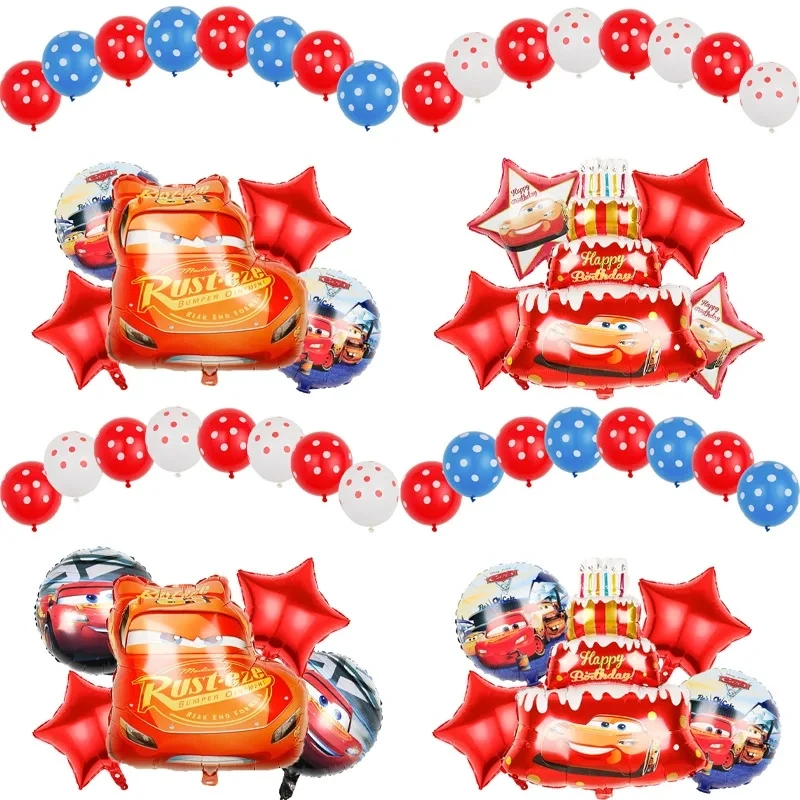 Disney Cartoon Big Face McQueen Car Cake Children's Birthday Theme Decorative Balloon Set