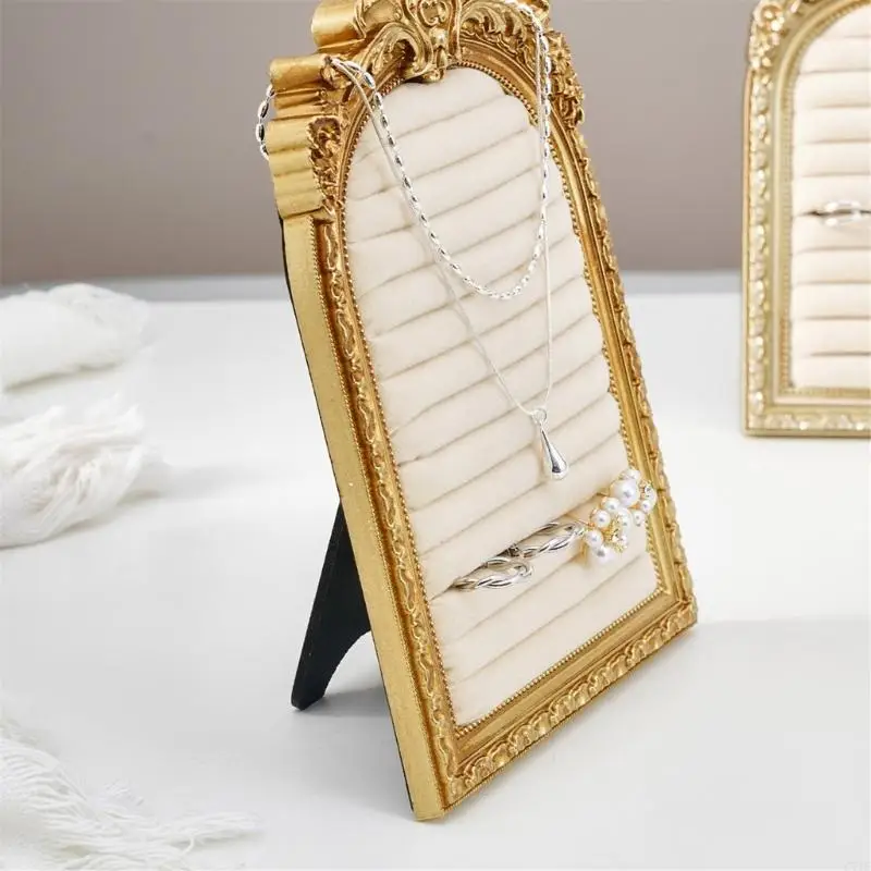 Ring and Earring Storage Box with Soft Lined Slots, Ornate Resin Display Case for Vanity and Gift Presentation