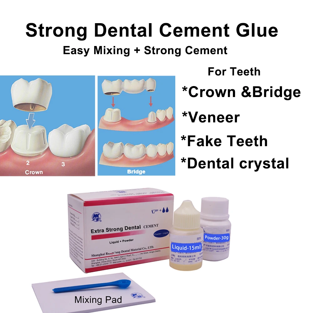 Permanent Dental Cement Glue Extra Strong For Teeth Crowns Bridge extra strong False Teeth Glue Glass Cement Dentistry Adhesive