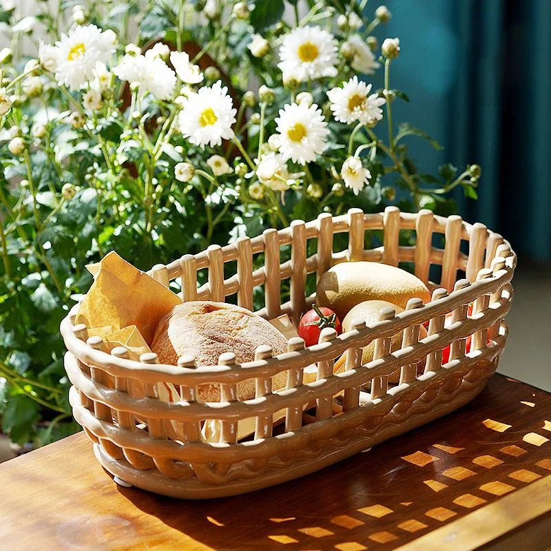Fruit Basket Ceramic Textile Basket Nordic Ins Style Handmade Storage Basket Fruit Basket Multi Purpose Desktop Storage Ornament