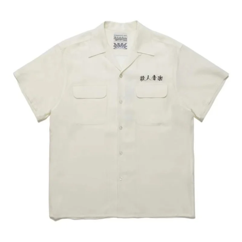 WACKO MARIA White Black High-end Embroidery Killer Music Hawaii Short Sleeve Shirt Summer Men's Women's Brand Shirt