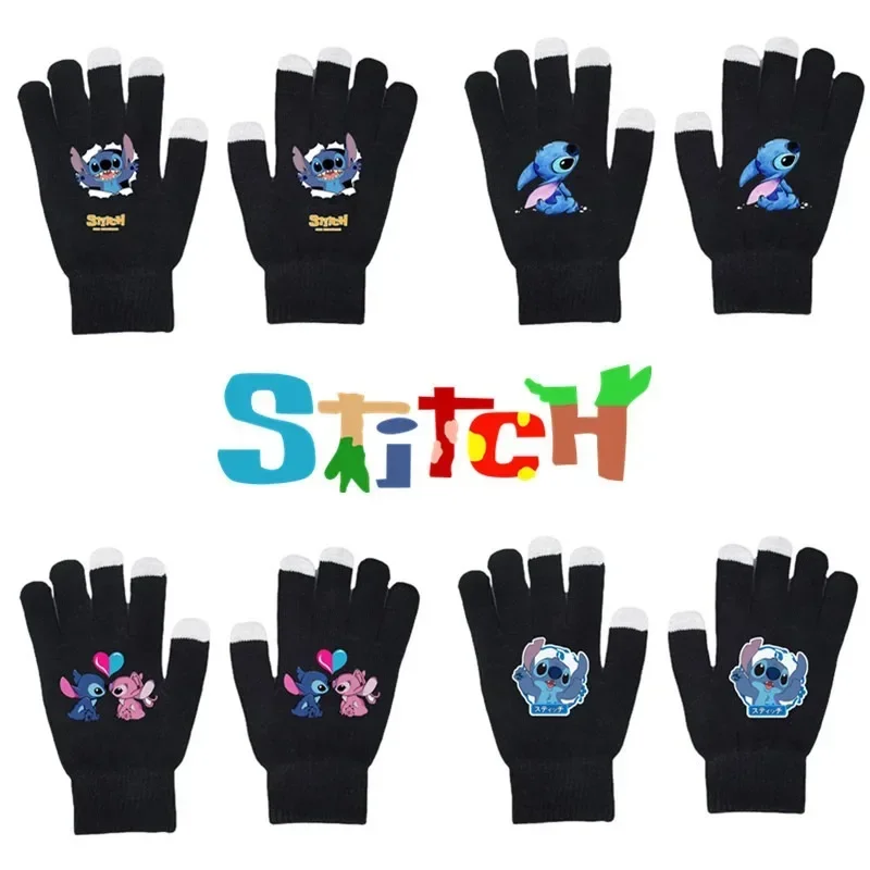 

Cute Disney Stitch Knitted Gloves Kawaii Anime Cartoon Lilo & Stitch Fashion Soft Warm Autumn Winter Gloves Women Holiday Gifts