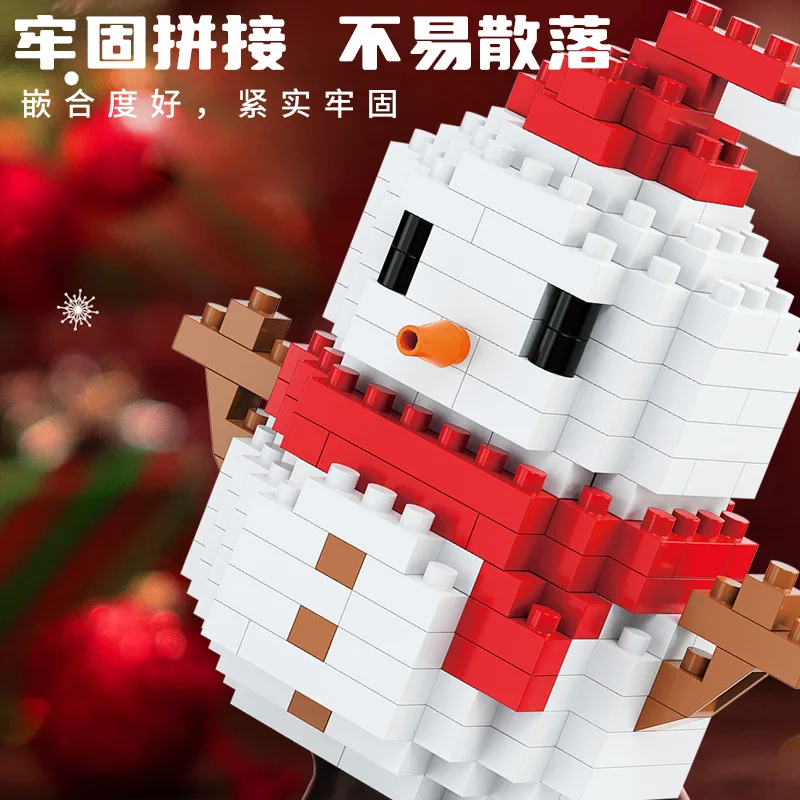 Christmas Gifts Micro Building Block Series Santa Claus Reindeer Puzzle Assembling Bricks Table Decoration Toys Children Gifts