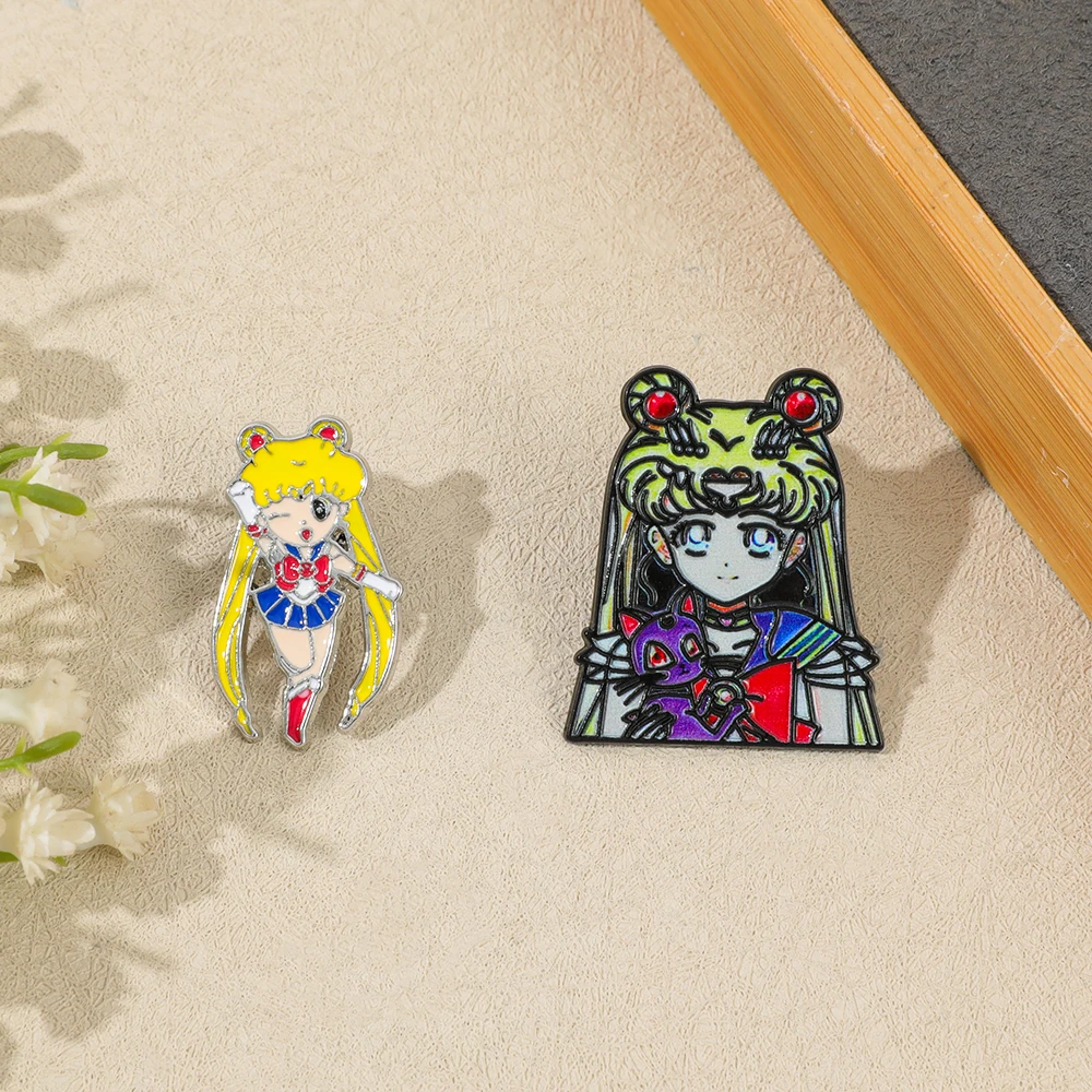 Sailor Moon Enamel Pin, Cute Usagi Anime Character Lapel Brooch Badge for Backpack Clothing Jewelry Fan Gift