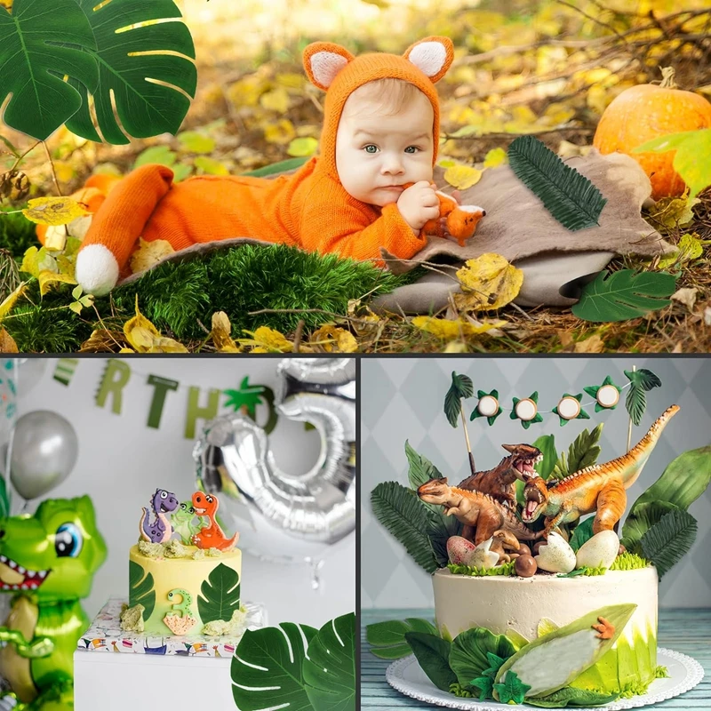 21Pcs Hawaii Artificial Palm Leaf Fake Plant Bouquet Home Room Table Decor Garden Baby Birthday Party Wedding Decoration Cup Mat