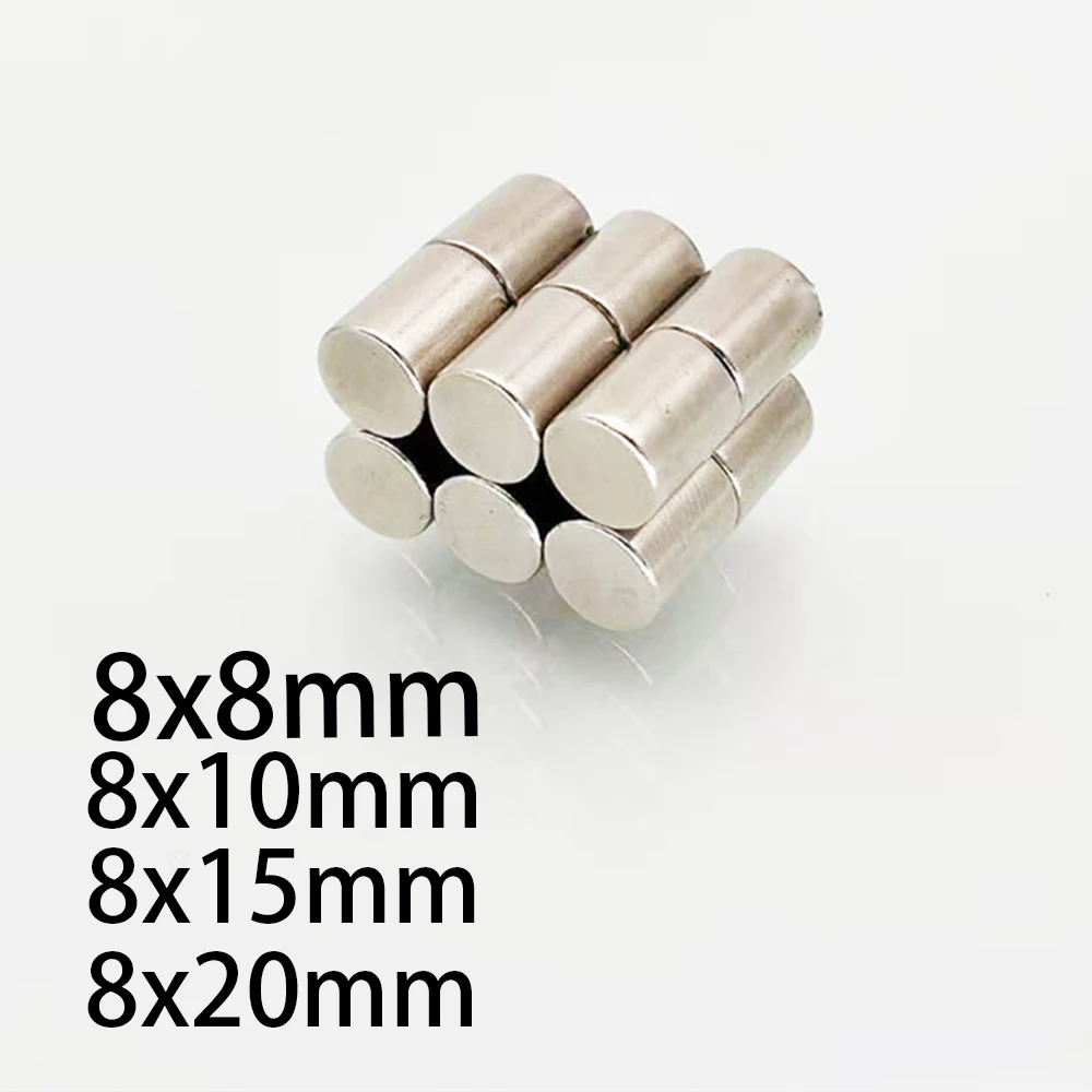 

N35 8x8 8x10 8x15 8x20 Super Strong Round Disc Ebike Blocks Neodymium Engine Rare Earth Magnets Fridge Crafts Acoustic Field