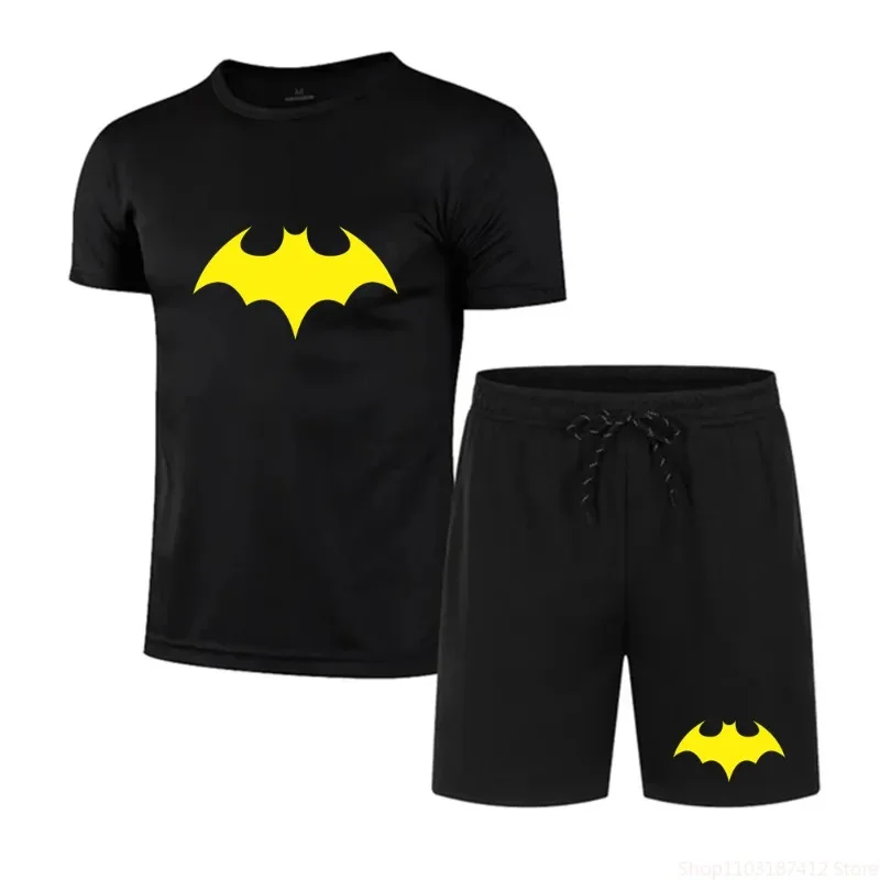

Summer fashion bat print men's shorts set breathable short sleeved T-shirt set outdoor fitness jogging casual sportswear