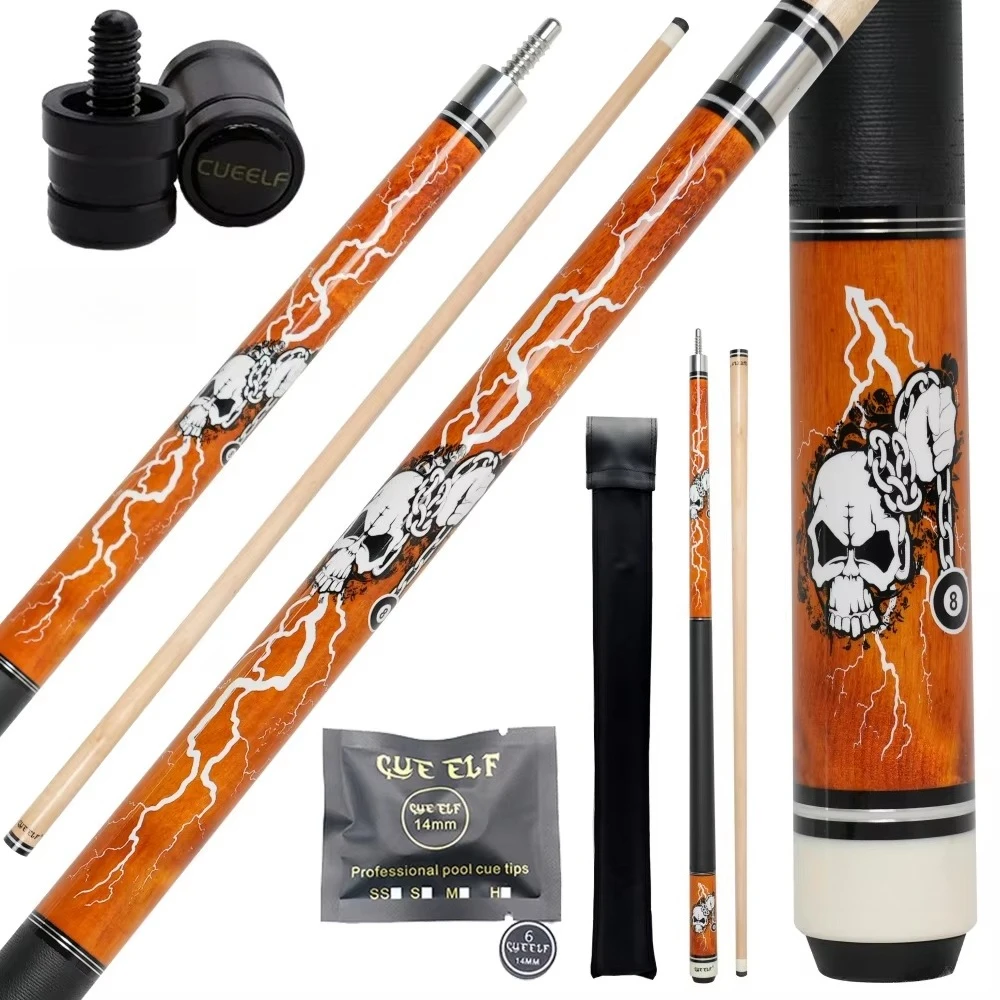 

High Quality 1/2 Split 12.5mm Linen Wrap Pool Cue with Hard Maple Wood Shaft Customized Sticker Billiards Cue
