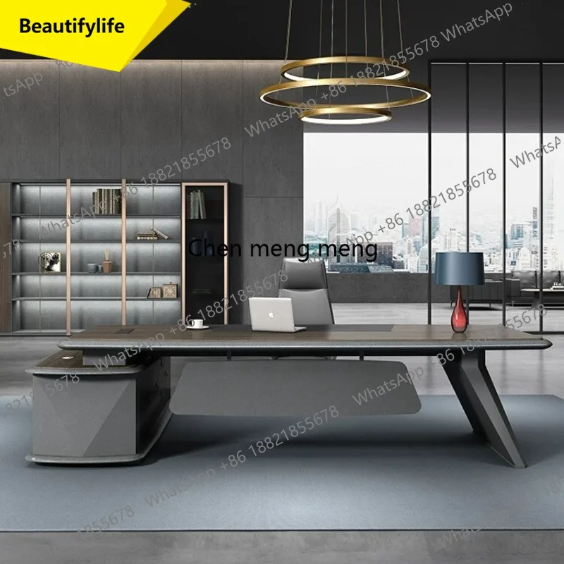 X188 Light Luxury Modern Boss Desk Chairperson Office Desk and Chair Combination Simple Atmosphere Manager President Taipantai