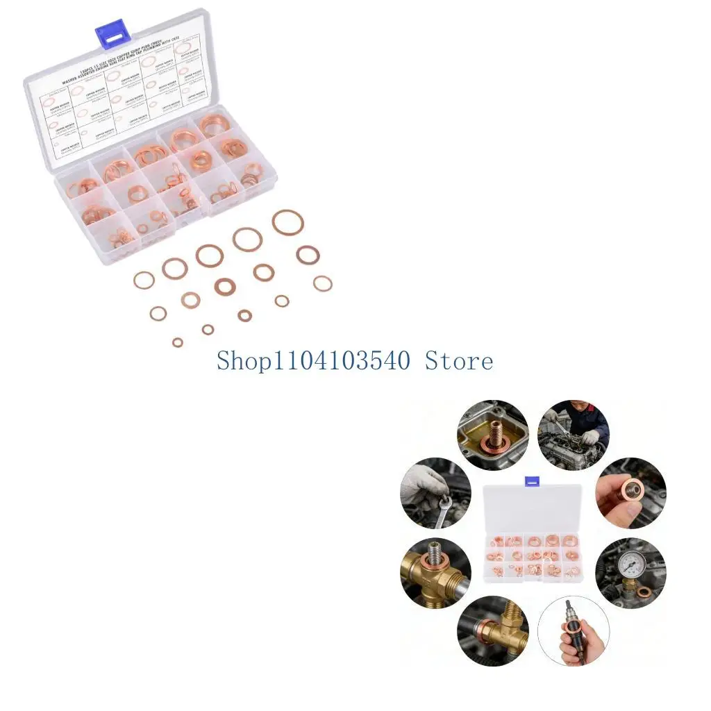 02DC 150Pcs Washer Copper Sealing Gasket Washer Sump Plug Oil For Crush Flat Seal Adapter Maintenance Tool