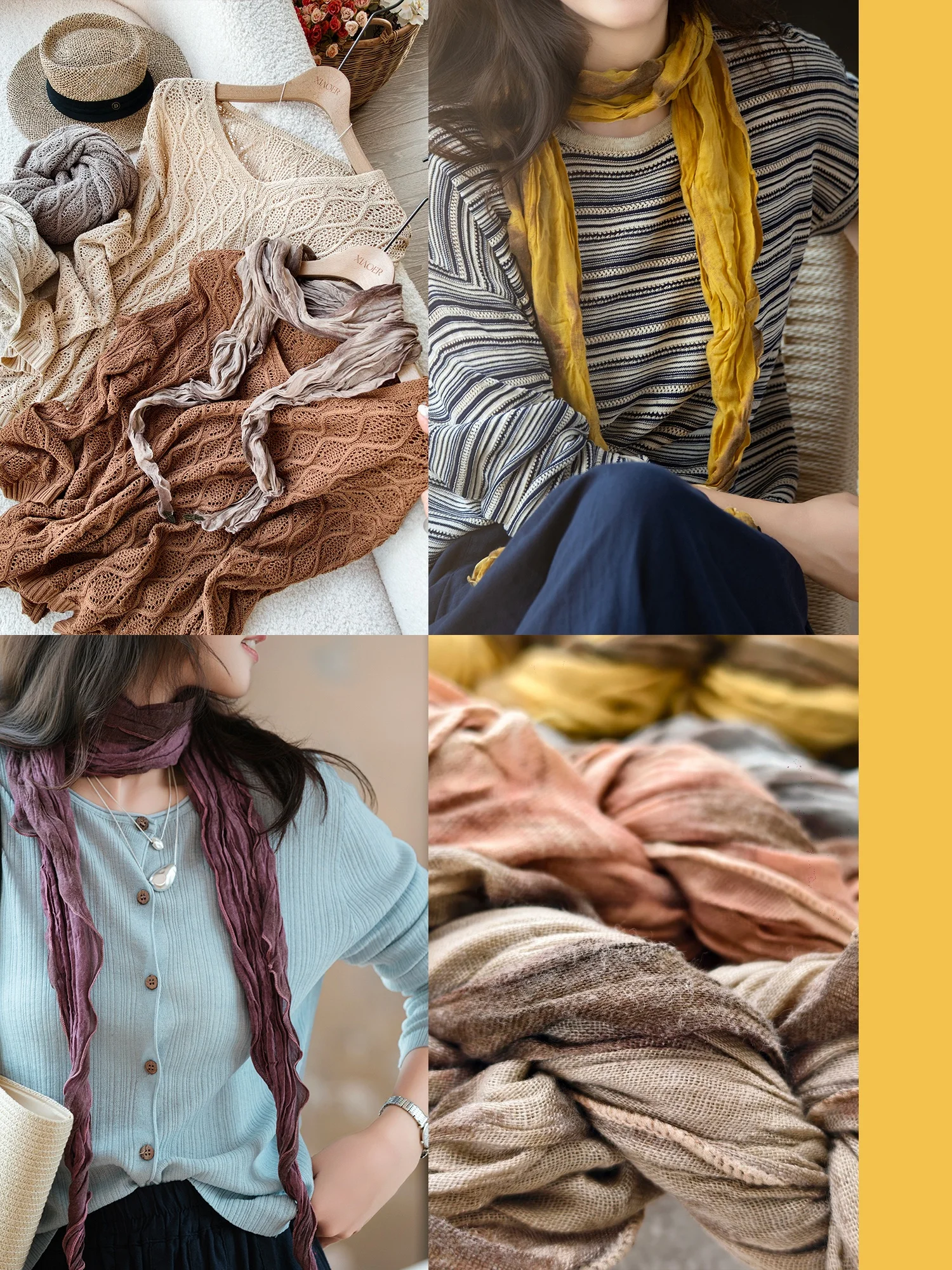 Fashionable Retro Soft Breathable Scarf Versatile Multi-Color Available Comfortable Neck Warmer for Ladies Daily Casual Use