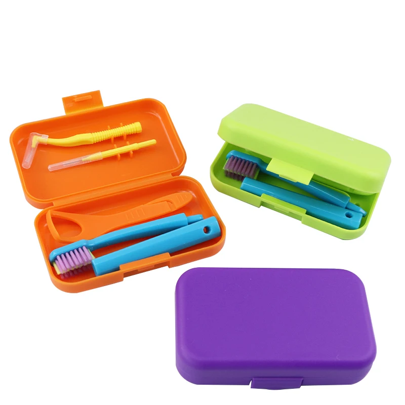 Dental Cleaning Care Kits Oral Care Brush Orthodontic Kits Tongue Scraper Interdental Brush Travel Portable Case Clean Hygiene