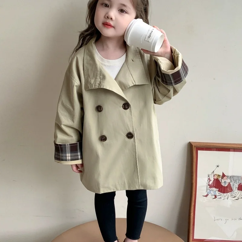 Girls Coat Windbreak Jacket Cotton Outwear 2026 Vintage Spring Autumn Outdoor Kids Windproof  Children's Clothing
