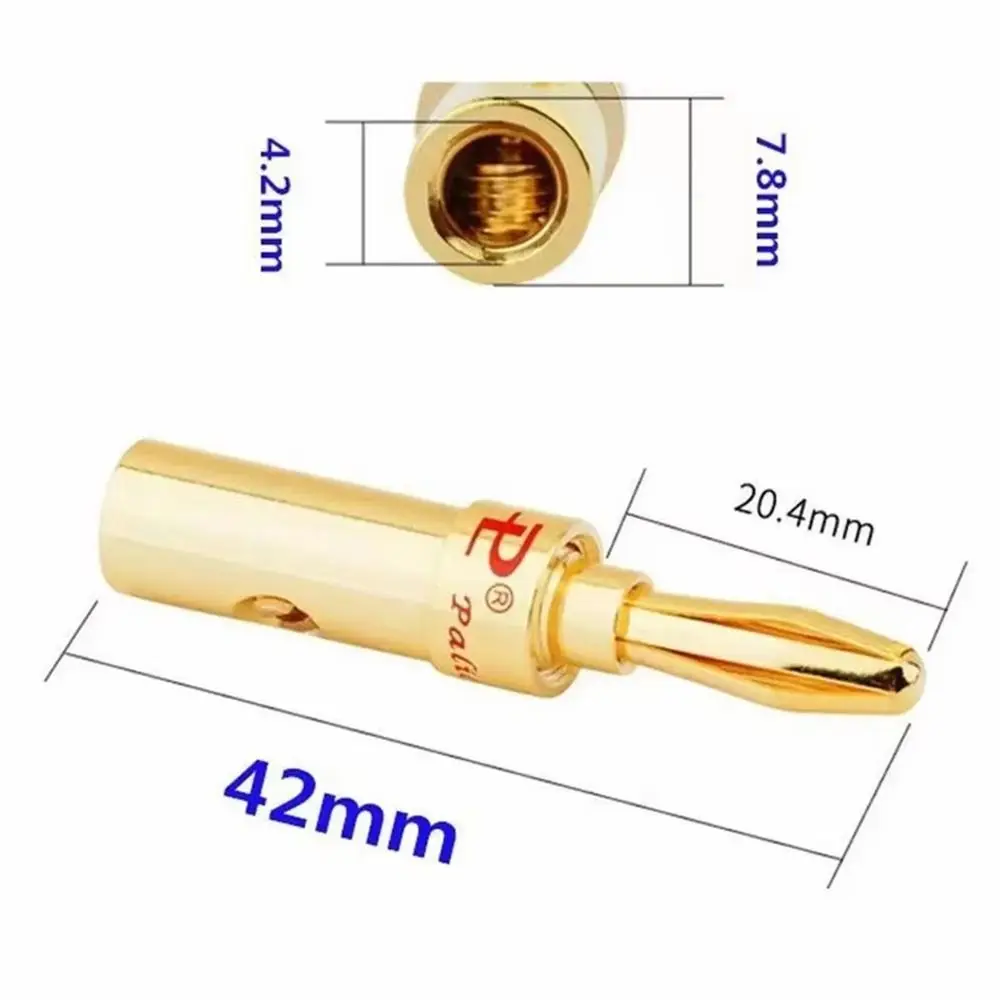 2Pcs Gold-plated Copper Cross Banana Speaker Plug Black Red for Speaker Wire Amplifier Audio Connector Adapter