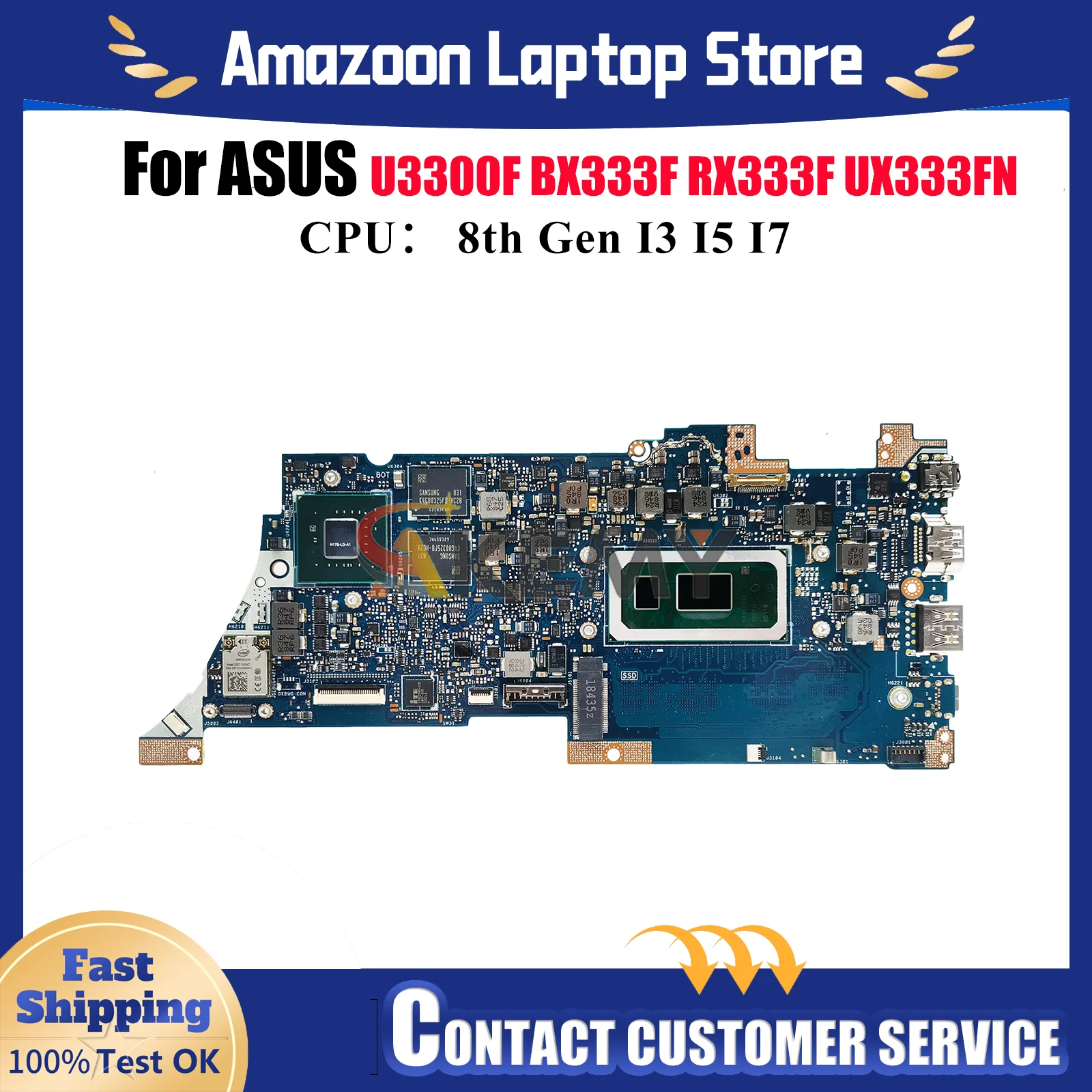 

UX333FN Материнская плата для ноутбука ASUS ZenBook UX333F RX333F BX333F U3300F UX333FN Материнская плата с процессором I3 I5 I7 100% тесты OK stk