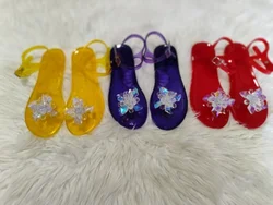 Crystal jelly rhinestone sandals for girls summer 2024 new women's shoes fashion all-match thong flat beach sandals for women