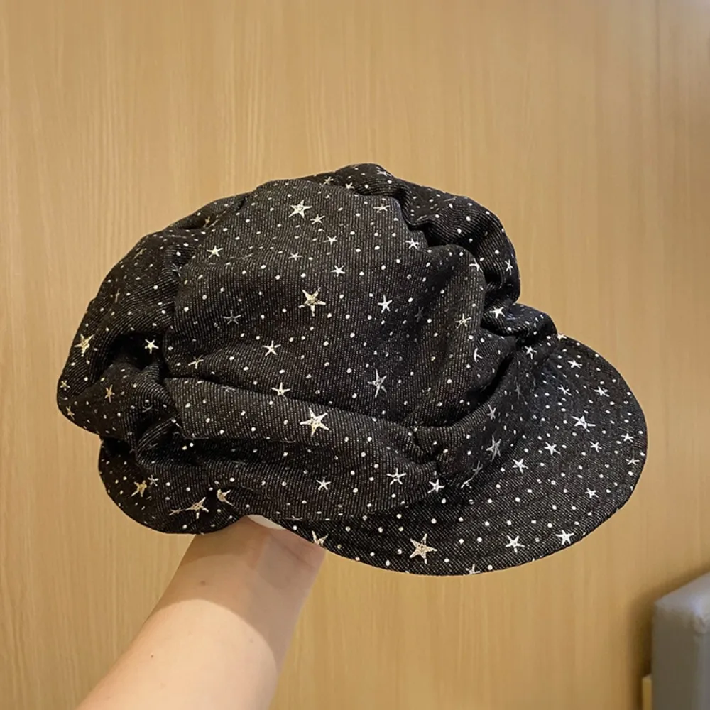 Vintage Y2K Vintage Cloud Hat Cool Sweet Star Berets Cap 55-59cm Rough Edge Newsboy Cap Outdoor