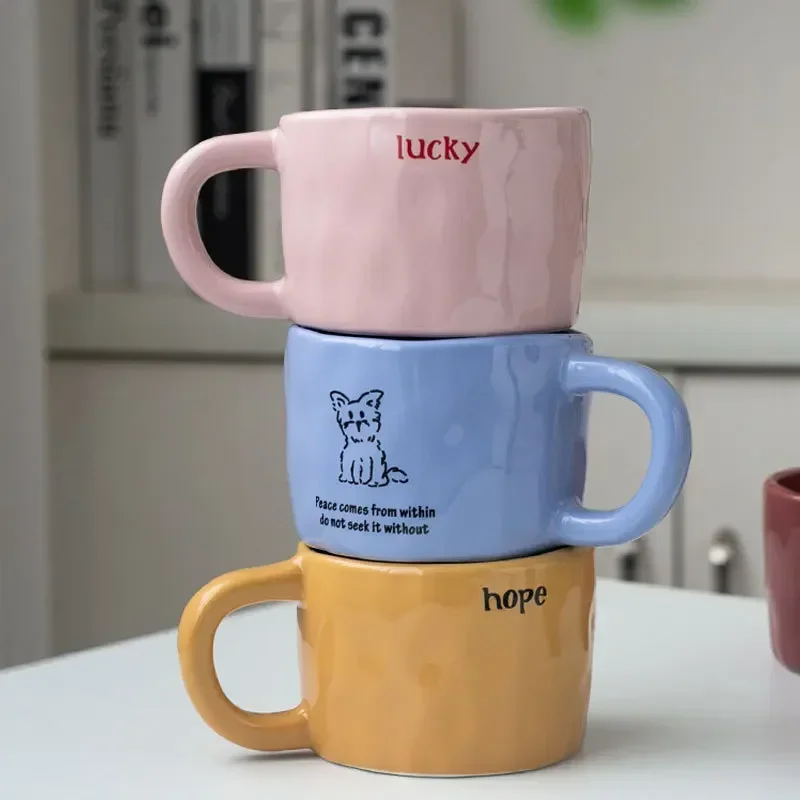 Creative handcrafted irregular ceramic mug, personalized couple water cup office and home carrying gift cup coffee cups